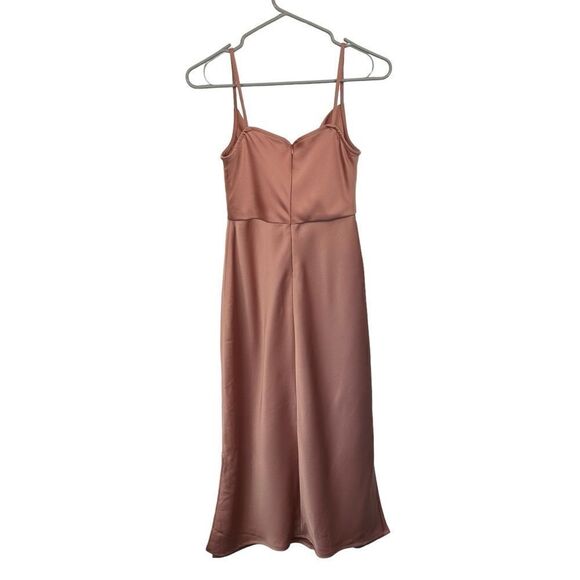 BHLDN Cali Satin Cowl Neck Midi Slip Dress In Sedona, Size 0 - Picture 4 of 10